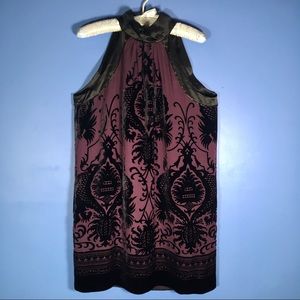 Max Studio Purple & Black Burnt Velvet Silk Dress